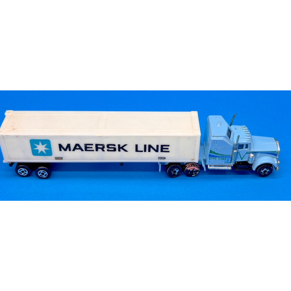 Vintage Semi Tractor Trailer, MAERSK LINE HO Scale 1/87 Diecast Transport - Picture 1 of 10